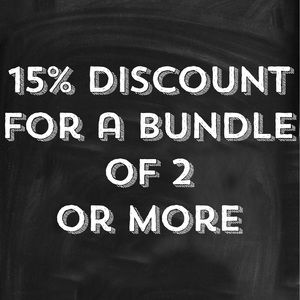 15% discount for a bundle of 2 or more 🎉